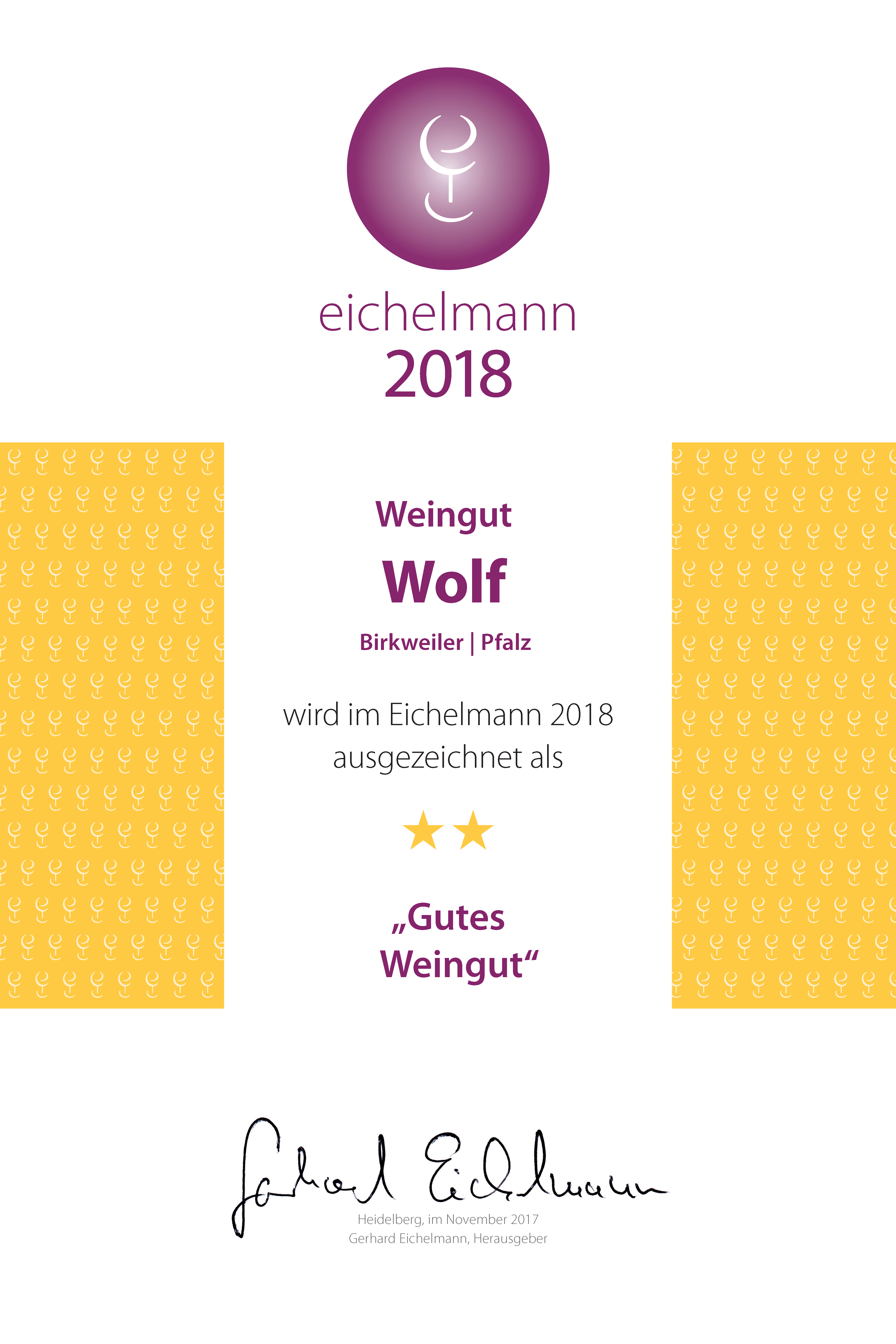 Eichelmann 2018 – “Gutes Weingut”